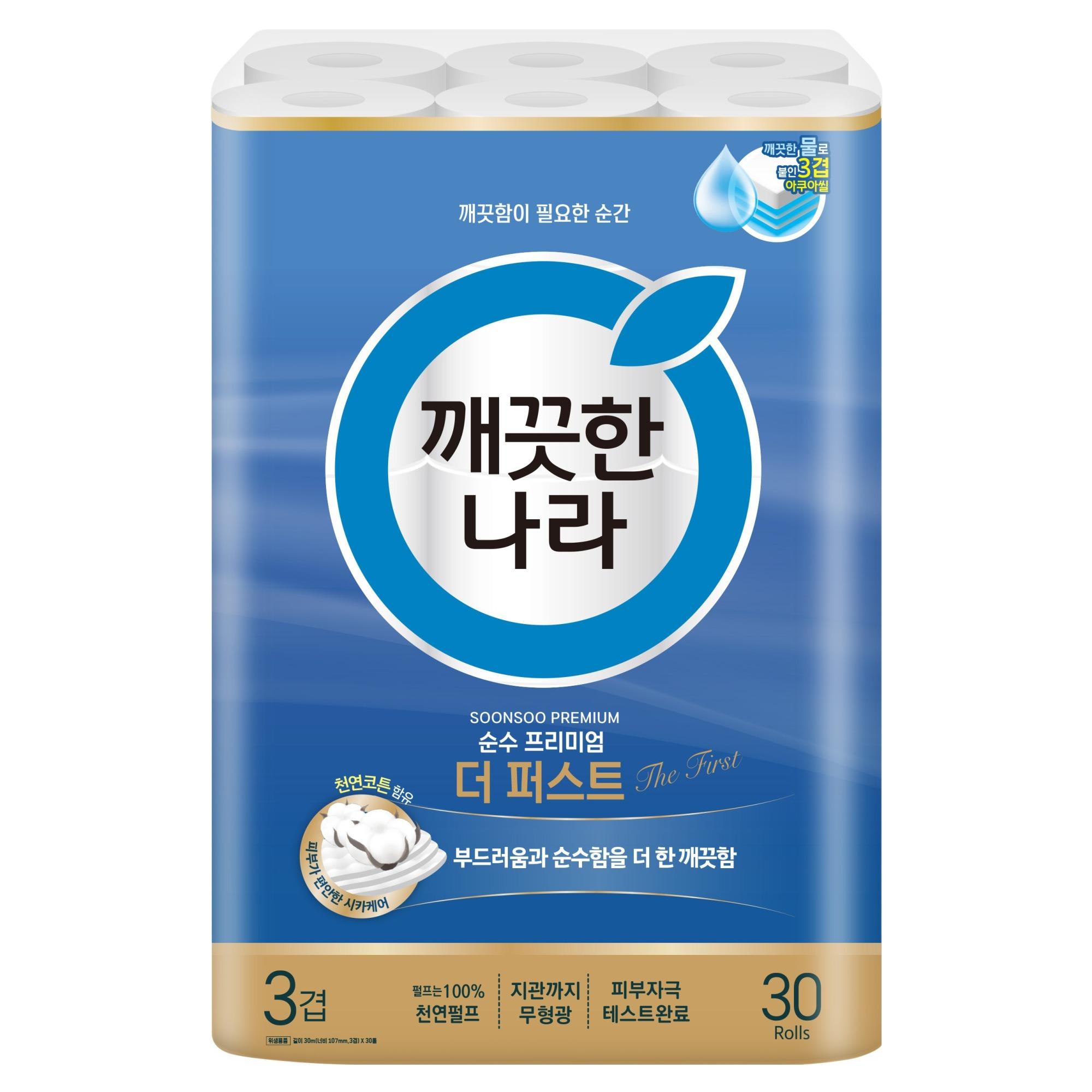 깨끗한나라 순수 프리미엄 더 퍼스트 천연펄프 3겹 고급롤화장지